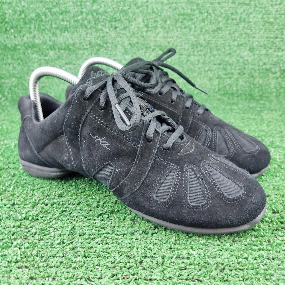 Skazz Dance Shoes Women 10 Black Dynamo Suede Canvas Split Sole Jazz Sneakers